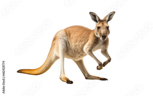 Kangaroo Running From Hunter on a Clear Surface or PNG Transparent Background.