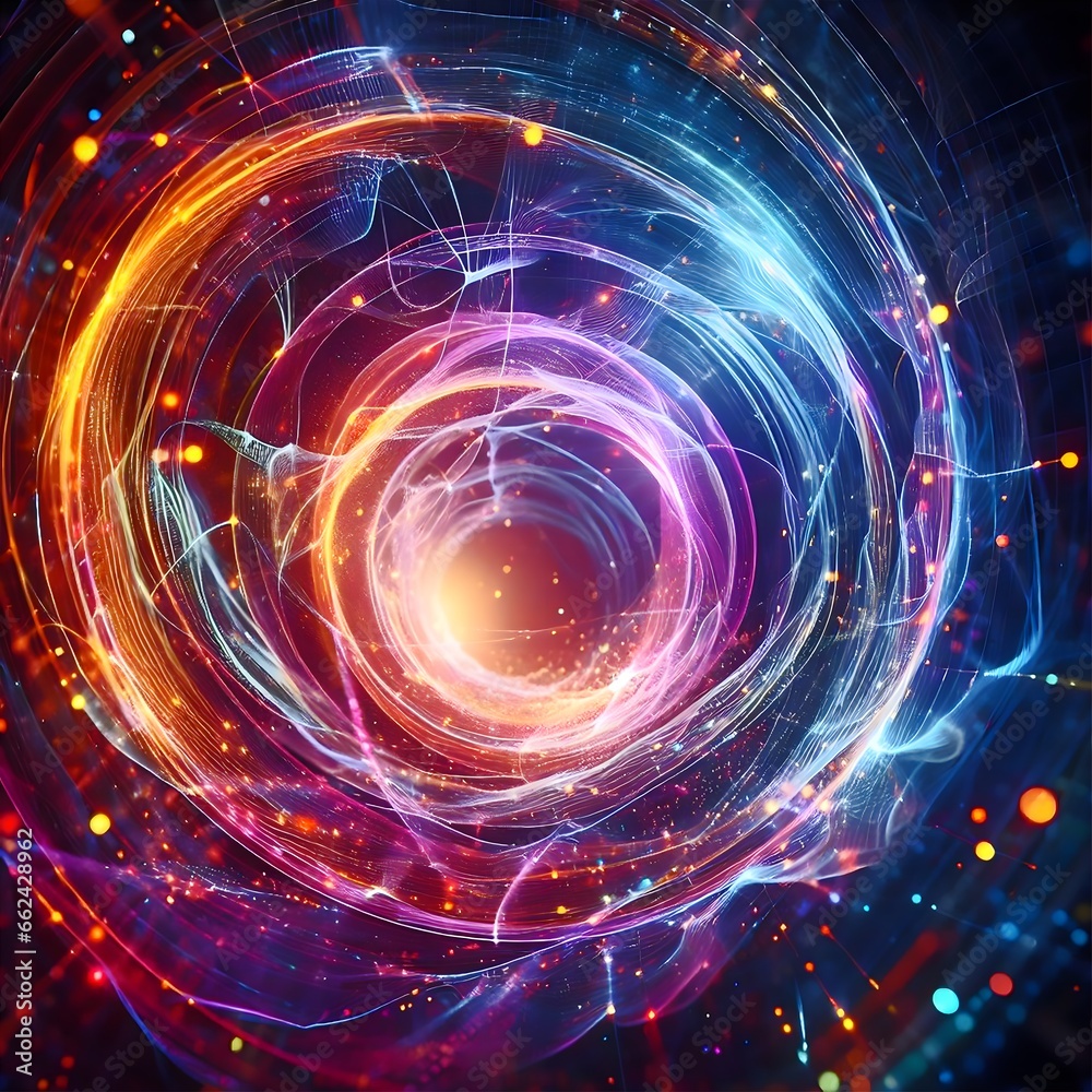 Obraz premium Glowing arcs form an abstract tunnel in a mesmerizing 3D render
