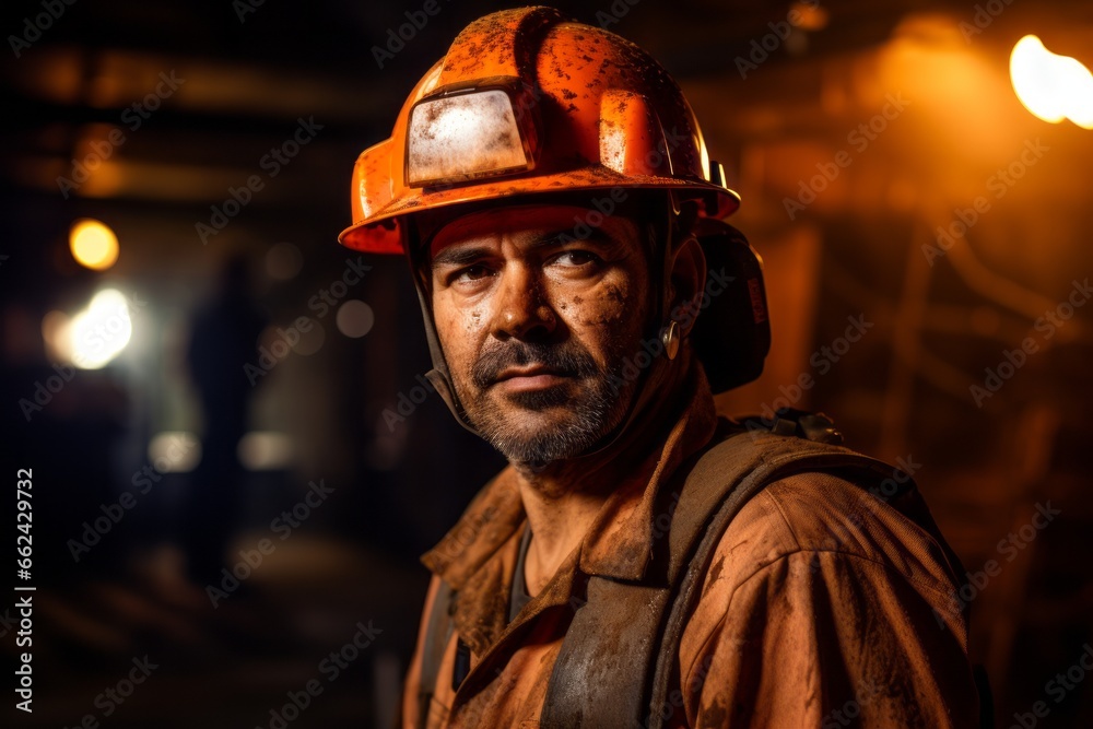 Mining worker underground. Mining worker underground.