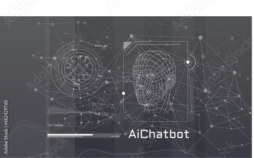 Virtual infographics with a 3D model of a human head.