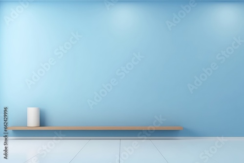 Universal Minimalistic Blue Background For Presentation  Featuring Light Blue Wall In The Interior With Beautiful Builtin Lighting And Smooth Floor