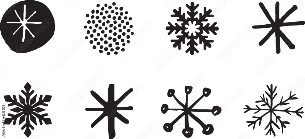 snowflake icon set, holidays - obrazy, fototapety, plakaty 