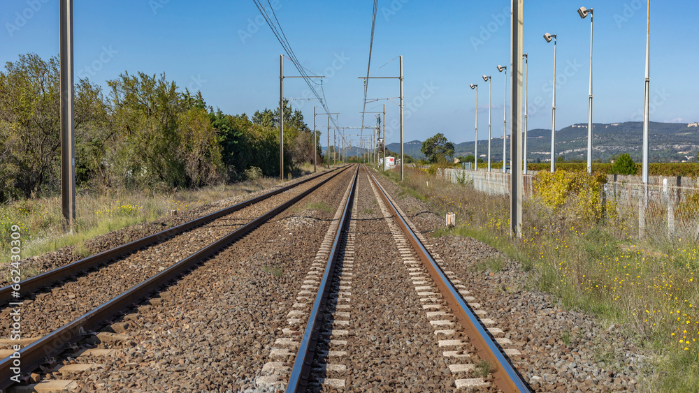 Looking down a railway track into the distance Looking down a railway track into the distance