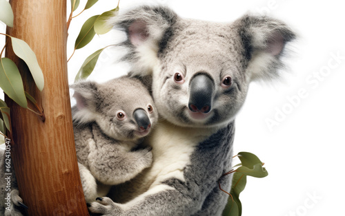 Koala Running Wild with Love on a Clear Surface or PNG Transparent Background. photo