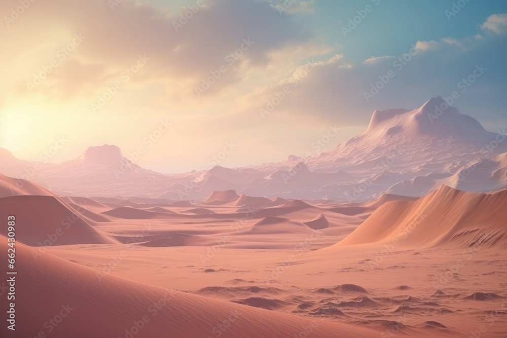 Dunes of fine, iridescent dust shimmer across uncharted terrains.