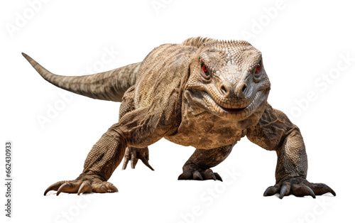Komodo Dragon Running From Hunter with Passion on a Clear Surface or PNG Transparent Background. © Usama