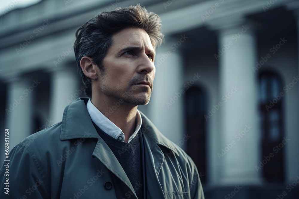 Serious ethnic man standing on street Serious ethnic man standing on street