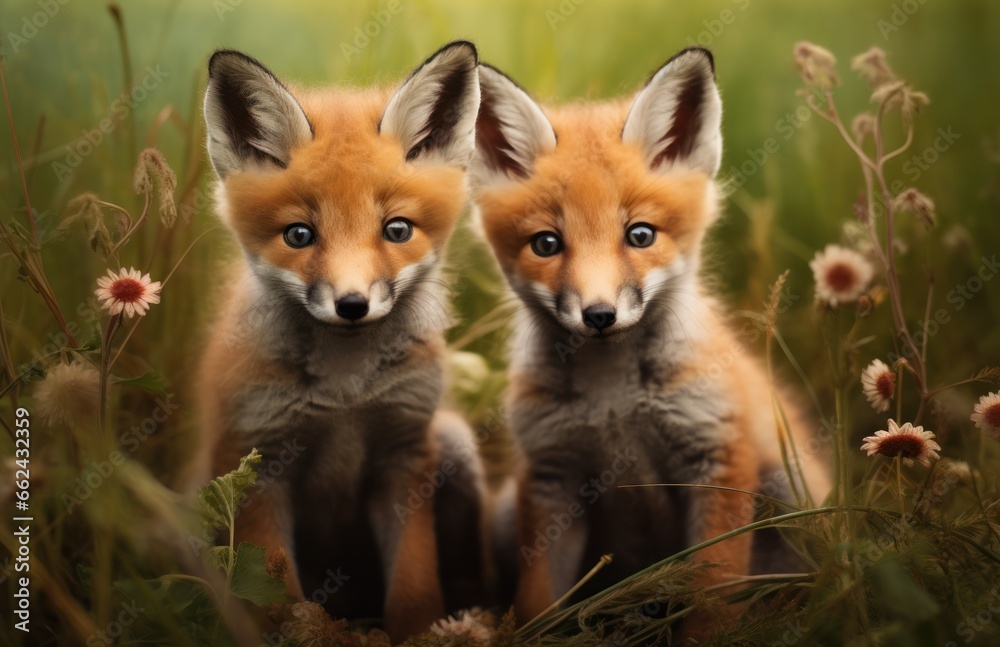 Fototapeta premium Fox Siblings