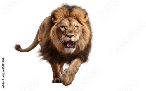Lion in Motion Realistic on a Clear Surface or PNG Transparent Background.