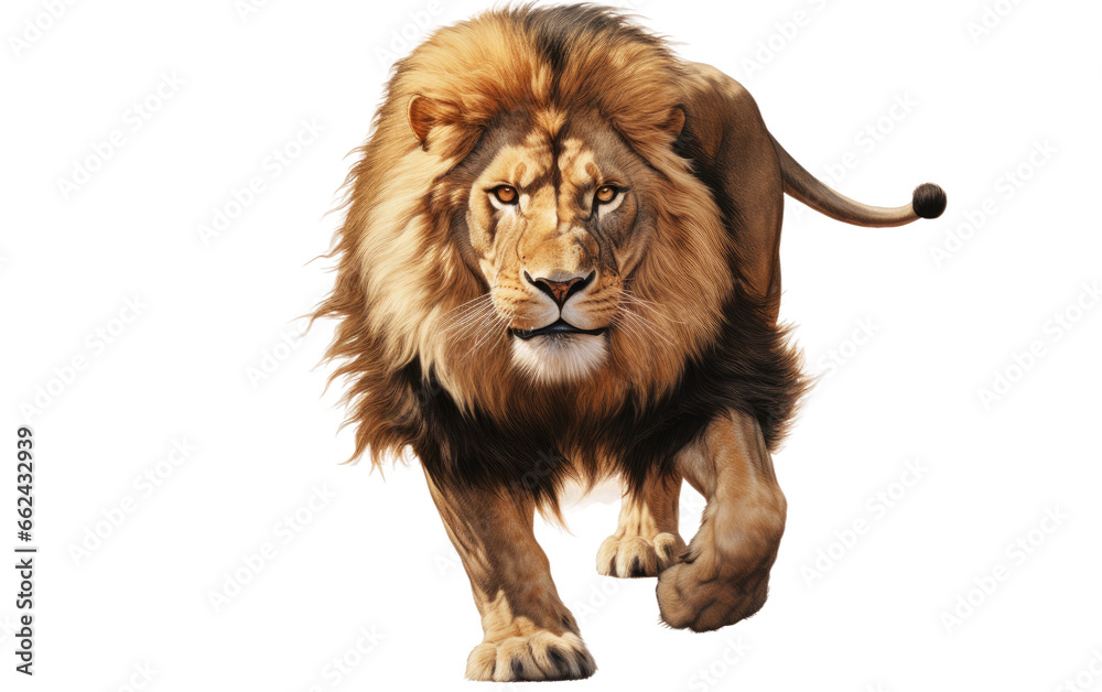 lion Fast and Majestic Realistic Lion on a Clear Surface or PNG Transparent Background.