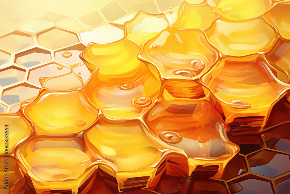 Honeycomb with honey flat illustration Honeycomb with honey flat illustration