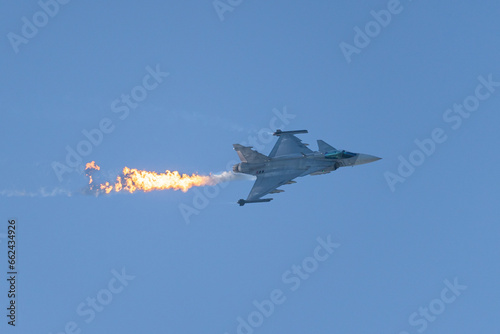 Ostrava, Czechia - 16th September 2023 - NATO Days airshow - Saab JAS-39 GRIPEN of the Czech Air force flying by