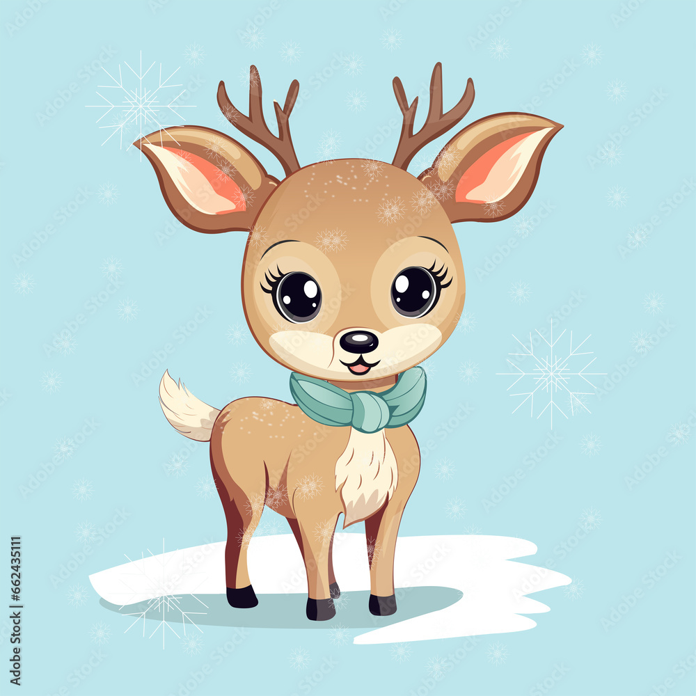 Cute reindeer for christmas with snow vector Cute reindeer for christmas with snow vector