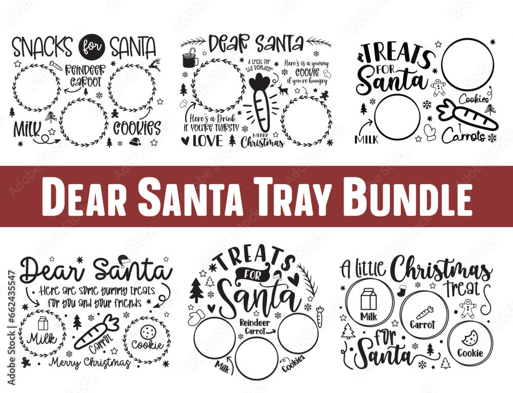 Santa Tray Bundle, Santa Plate svg, Santa Milk Cookies svg, Cookies for