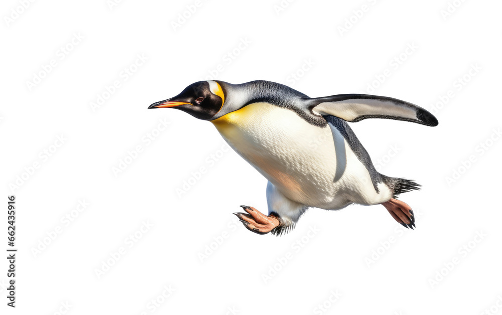 Fototapeta premium Penguin Running with Passion Speed At Target on a Clear Surface or PNG Transparent Background.