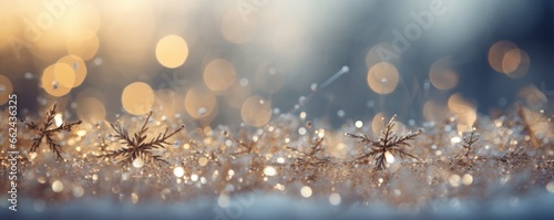  Frozen snowflakes on the window glass. Beautiful Christmas background. photo