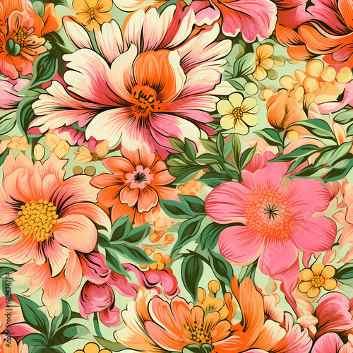 spring themed repeatable background, seamless and artistic flower backdrop