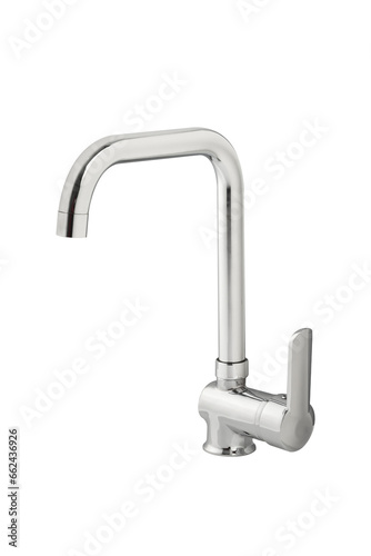 Mixer cold hot water. Modern faucet bathroom. Kitchen tap . Isolated white background. Side view