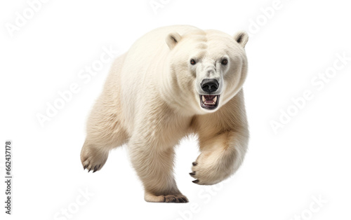 Polar Bear Running From Hunter with Passion on a Clear Surface or PNG Transparent Background.