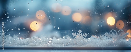  Frozen snowflakes on the glass. Beautiful Christmas background. © Jasmina