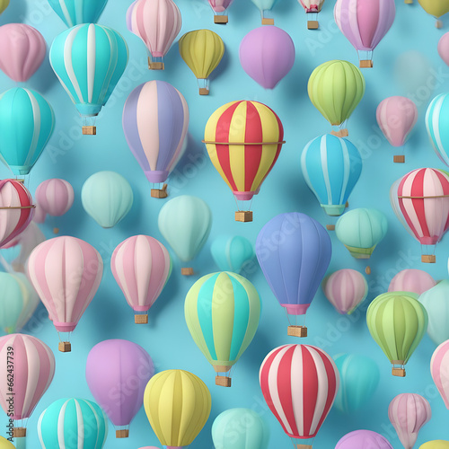 colorful hot air balloons against isolated color background abstract balloon art poster