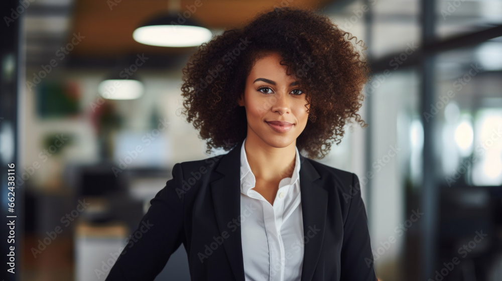 Black Businesswoman at Workplace Portrait Black Businesswoman at Workplace Portrait