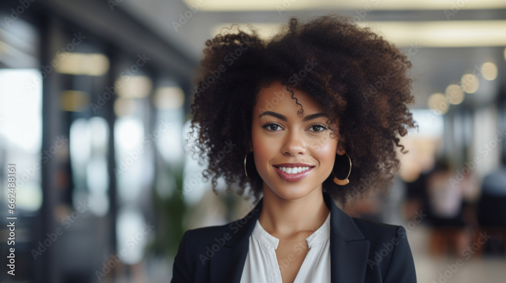 Obraz premium Portrait of a Black Businesswoman in Business Attire