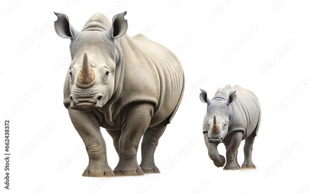 Fototapeta premium Rhino In the Heart of the Wild Love on a Clear Surface or PNG Transparent Background.