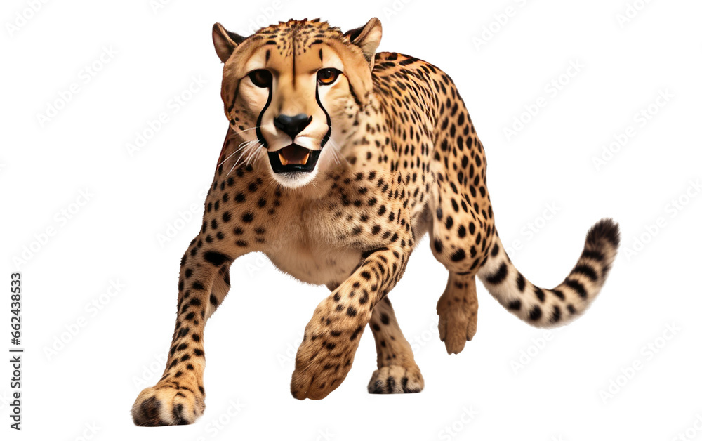 Cheetah Running From Hunter with Passion on a Clear Surface or PNG Transparent Background. Cheetah Running From Hunter with Passion on a Clear Surface or PNG Transparent Background.