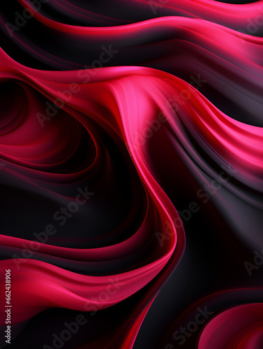 Abstract 3d smooth neon pink wave on black background