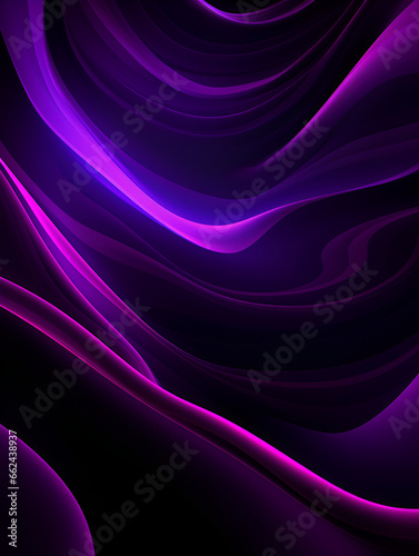 Abstract 3d smooth neon purple wave on black background