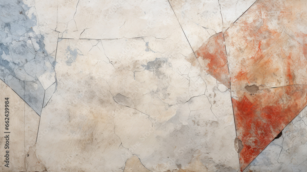Cracked ancient wall painting, old fresco texture background, vintage theme - obrazy, fototapety, plakaty 