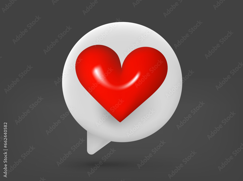 Speech cloud with heart symbol. 3d vector isolated illustration Speech cloud with heart symbol. 3d vector isolated illustration