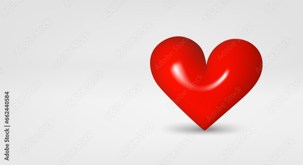 Red heart. 3d vector banner with copy space Red heart. 3d vector banner with copy space