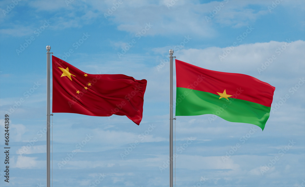 Burkina Faso and China flags, country relationship concept Burkina Faso and China flags, country relationship concept