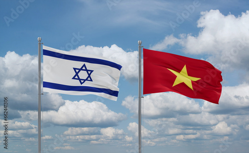 Vietnam and Israel flags, country relationship concept