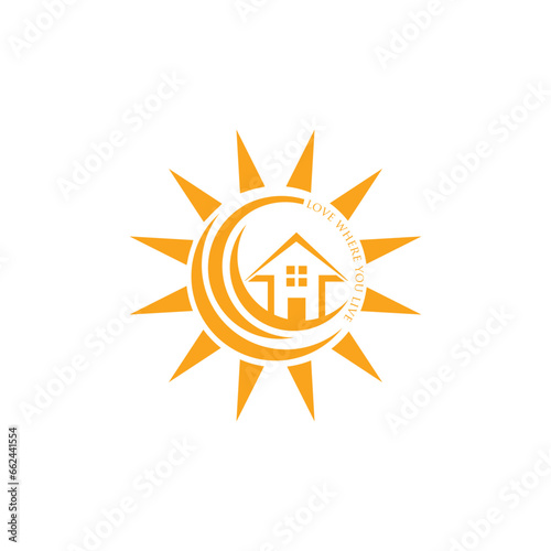 Sun home shine sunny: Infuse your brand with sunny brilliance and an inviting glow that brightens every space. A radiant design celebrating light and life in every vector — logo design editable vector