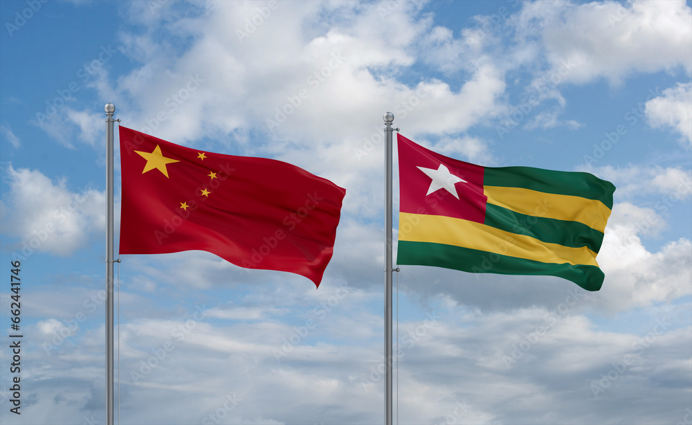 Togo and China flags, country relationship concept Togo and China flags, country relationship concept