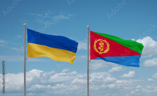 Eritrea and Ukraine flags, country relationship concept