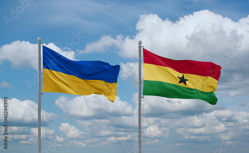 Ghana and Ukraine flags, country relationship concept