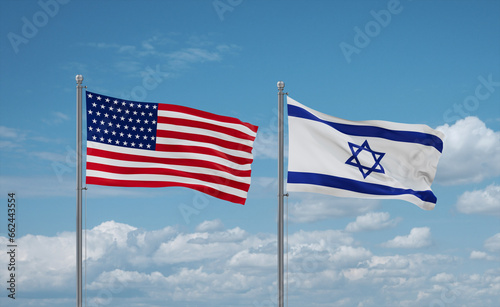 Israel and USA flags, country relationship concept