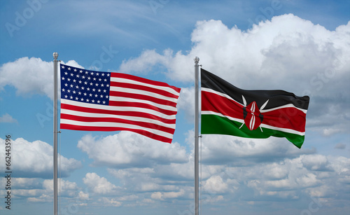 Kenya and USA flags, country relationship concept