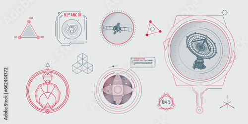 Design elements for infographic of data communication.
