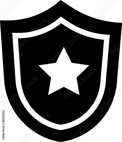 vector illustration of a shield with a star on a transparent background