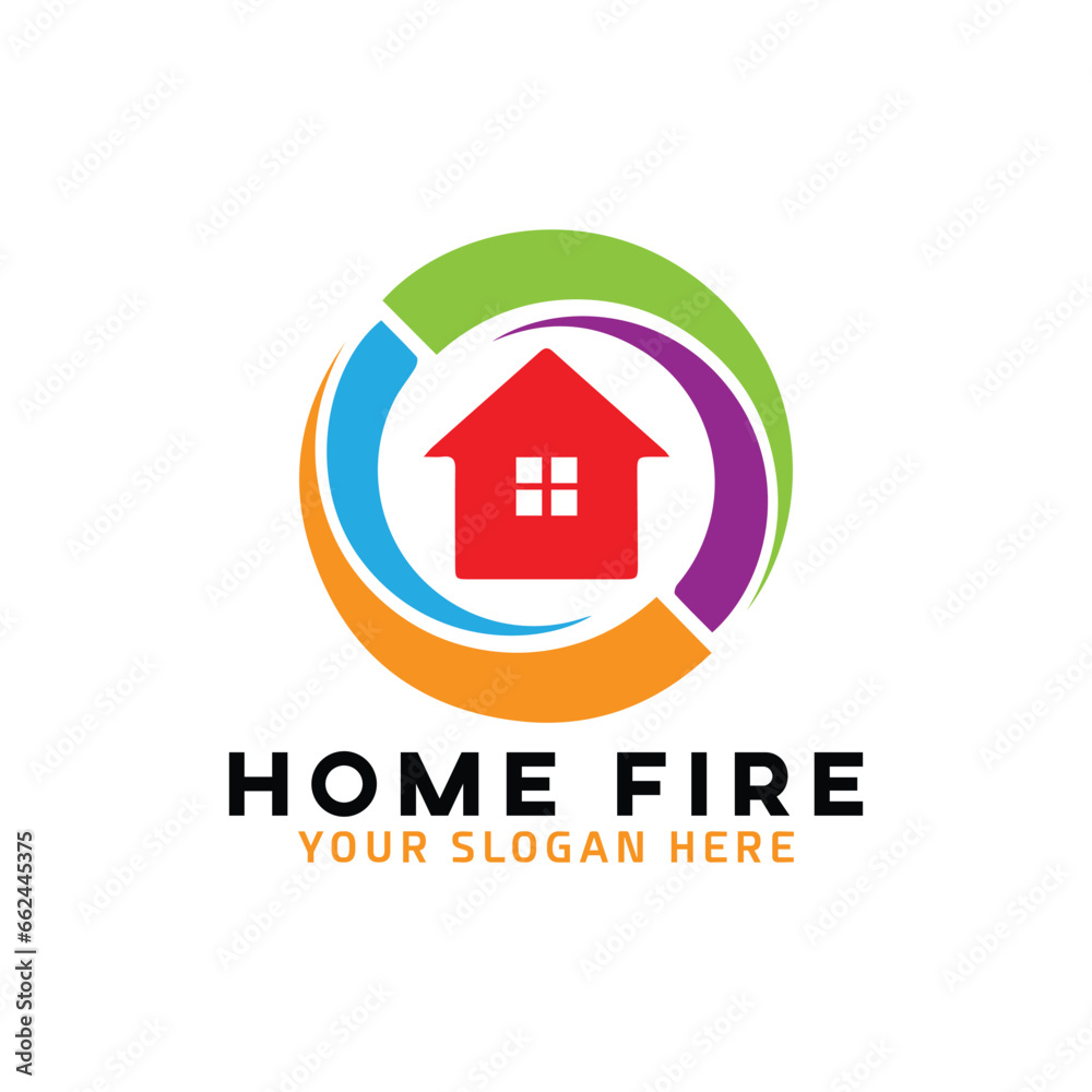 hvac home fire logo design vector hvac home fire logo design vector