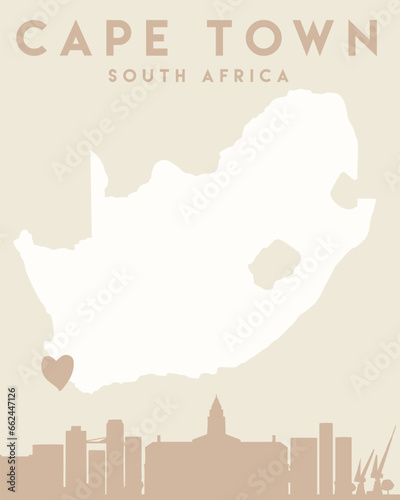 Pink poster of Cape Town, South Africa