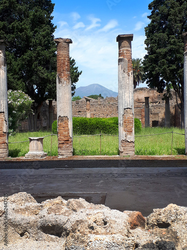 Garden in the ruins of Pompeii which is visited by millions of People near Naples in Italy