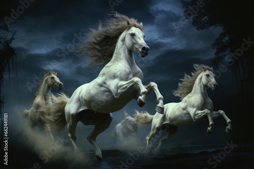 Elusive centaurs galloping through moonlit meadows - Generative AI © Sidewaypics