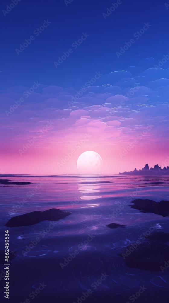 A purple and blue sunset over the ocean