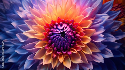  a large colorful flower with many petals on it's petals.  generative ai #662450929